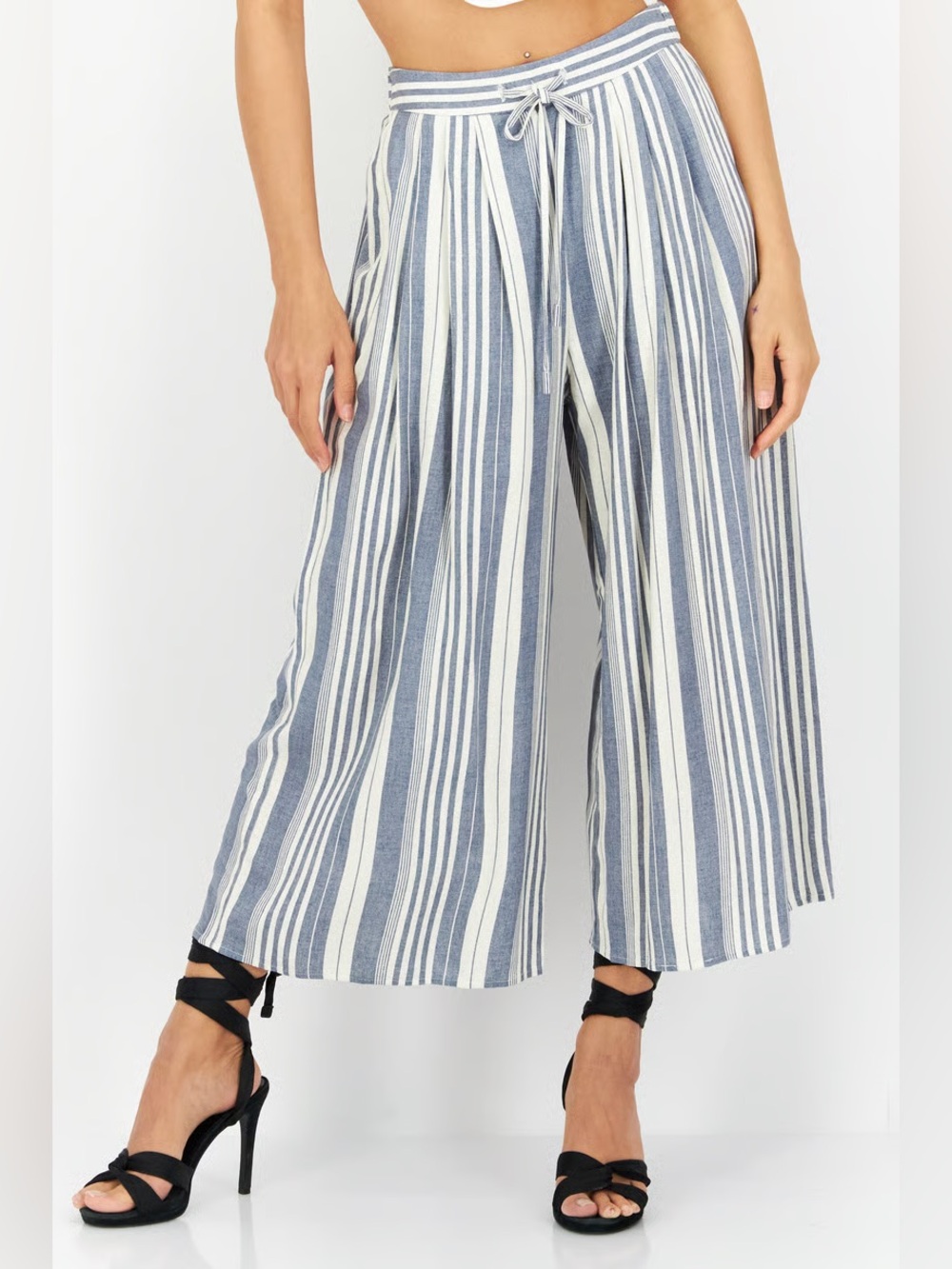 Wide-Leg Drawstring Waist Pants